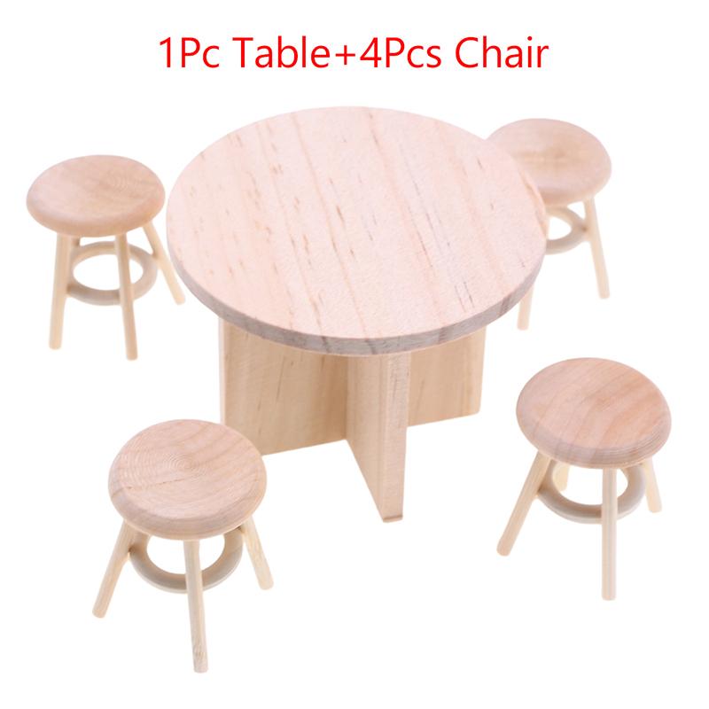 1/12 Dollhouse Ministure Table Chair Stool Model Doll Home Mini Furniture Decoration Toys Micro Scene Construction Props