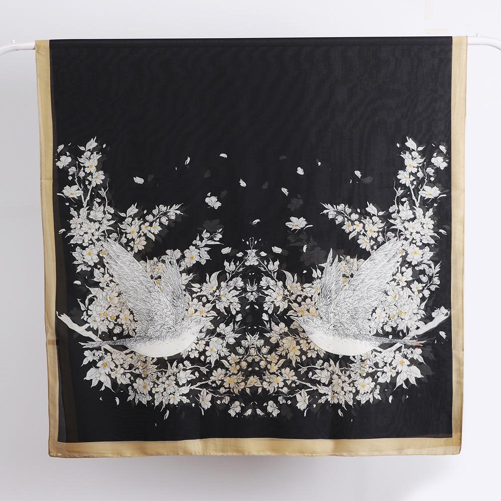 Spring And Summer Satin Long Scarf For Women Sunscreen Shawl Fashionable Beauty Scene Satin Long Scarf Versatile Travel Scarf