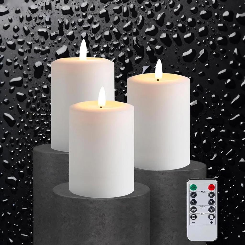 3Pack Valentine's Day Wedding Glow Tea Candles Religious Christmas Party Supplies Home Decoration LED Candle Lights