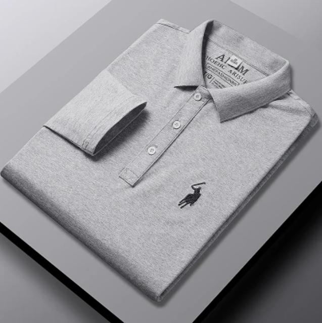 Gestreiftes Baumwollhemd für Herren mittleren Alters, langärmeliges T-Shirt für Herren mittleren Alters, ST-Shirt