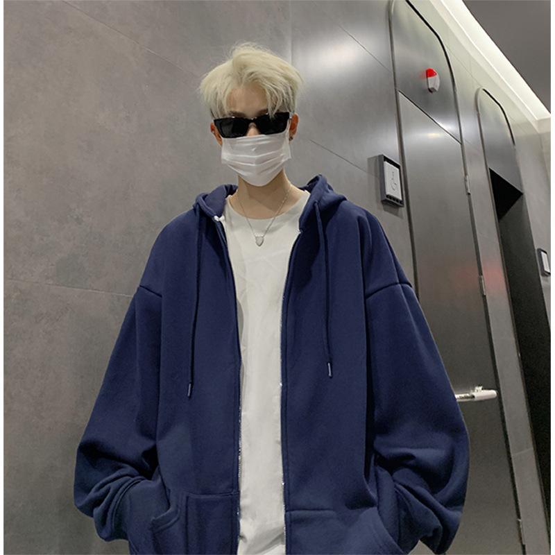 

Осень и Зима Мужской Спортивный Свободный и Глянцевый Вариант Однотонная Толстовка Куртка Повседневный Универсальный Повседневный Вязаный Худи 5XL