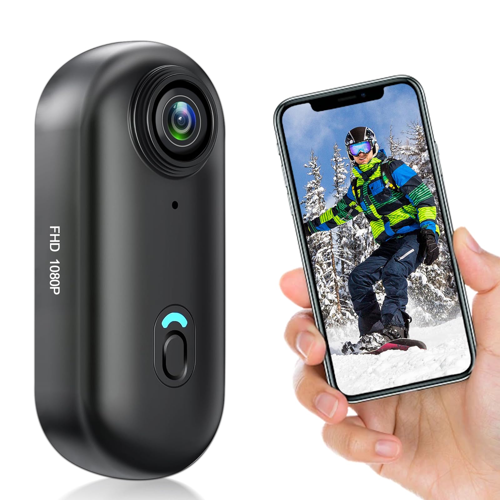 

Yolanda 1080P Action Wearable Wide Angle Compact Vlog Video Body Smartphone Continuous 30m Waterproof for Evidence Business Includes Japanese чорний