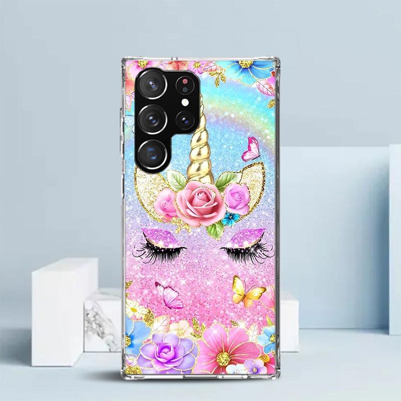 Rosa Einhorn Regenbogen Handyhülle Für Samsung Galaxy S24 S25 Edge S26 Ultra S22 S23 Plus S21 + S20 FE Weiche TPU Rückseite Galaxy S