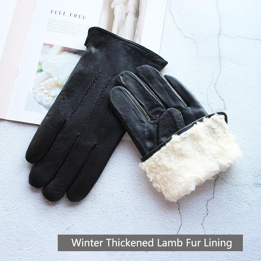 

Зимние Утепленные Теплые Кожаные Перчатки Мужские Подкладка из Овчины Уличные Ветрозащитные и Морозостойкие Лыжные Перчатки для Мотоциклистов M