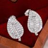 Huitan Fresh Style Leaf Design Lady Stud Earrings for Party Daily Engagement Fancy Accessories Inlaid Shining CZ Dainty Jewelry