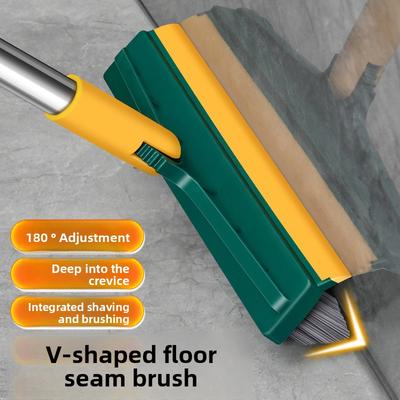 2-in-1 Long Handle Squeegee Scrub Brush Bathroom Floor Brush Gap Cleaning Tool for Tiles Home Cleaning Tool