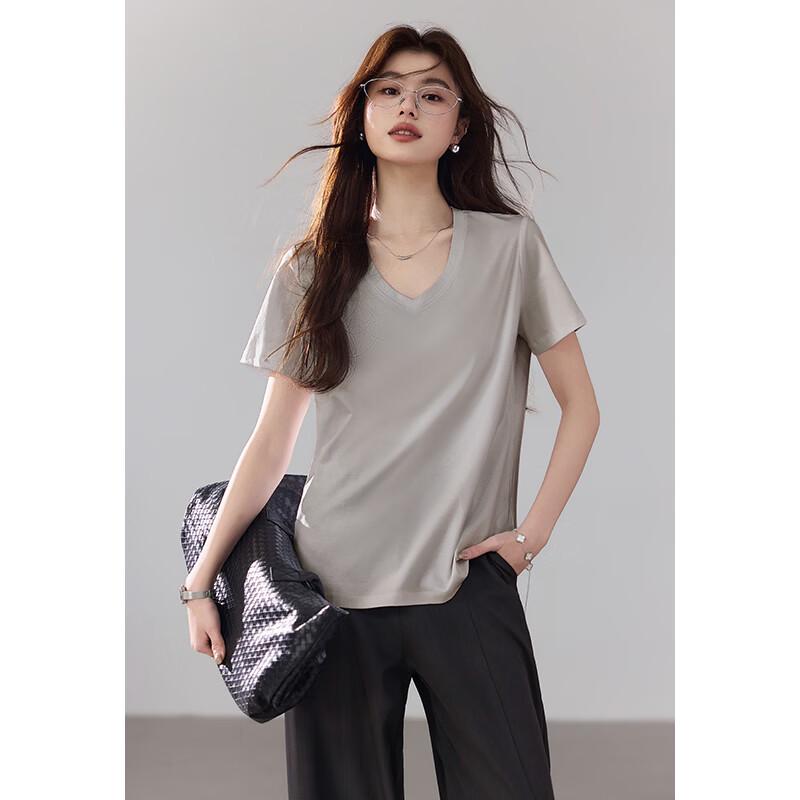 

VICTORIA&VERA Women s Mulberry Silk Blend Short Sleeve T-Shirt XL