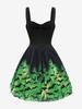 Rosegal Gothic Tie Dye Ombre Bat Printed Mesh Lace Up Cross Ruched A Line Tank Dress