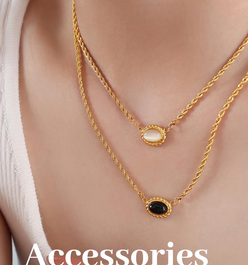 18K Gold Titanium Steel Twist Chain Pendant Necklace - Retro Hip Hop Clavicle Jewelry for Women