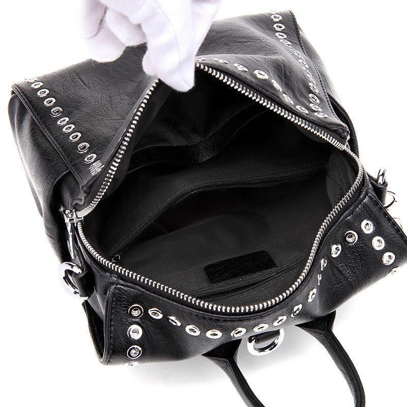Luxury Women Genuine Leather Backpack Rivet Multifunctional Shoulder Bag Female Retro Travel Bag Teenage Girls Fashion Schoolbag