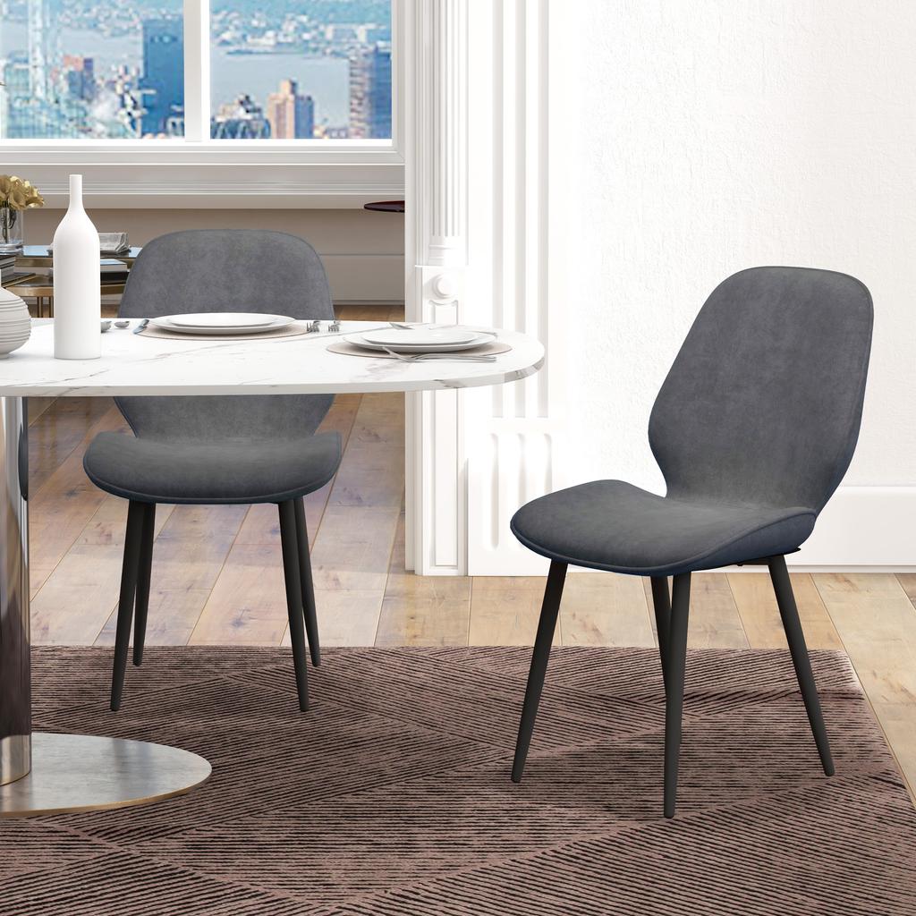 Velvet Dining Chairs, Set of 2 Dining Room Chairs with Metal Legs for Living Room, Dining Room, Grey