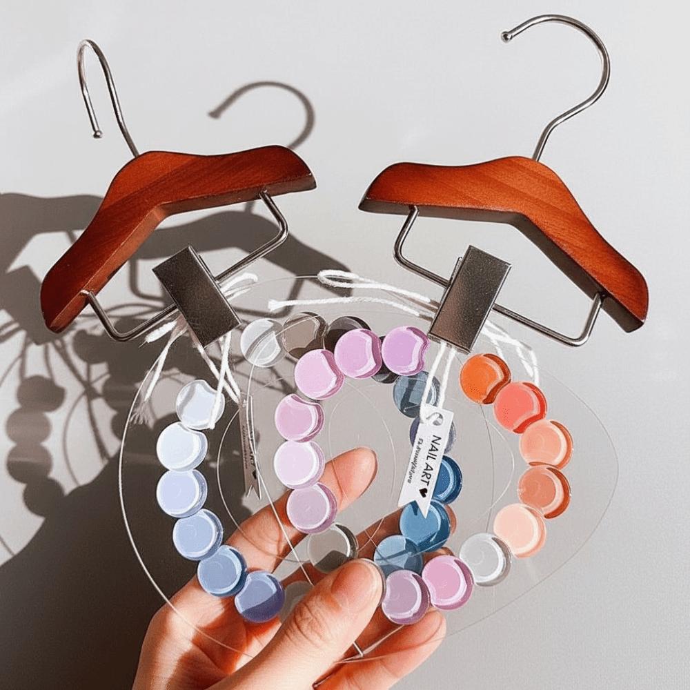 Stainless Steel Clips Nail Showing Shelf Acrylic Mini Wooden Hangers Nail Art Shop
