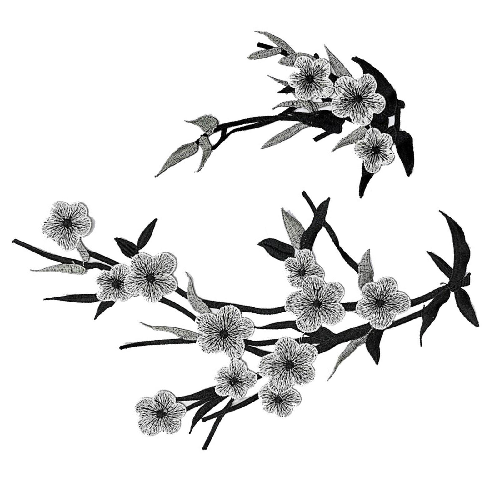 

2 шт. вышитые нашивки с цветами, пришитые аппликации с вышивкой, нашивки на воротник из ткани с цветами для одежды, джинсов, курток, юбок