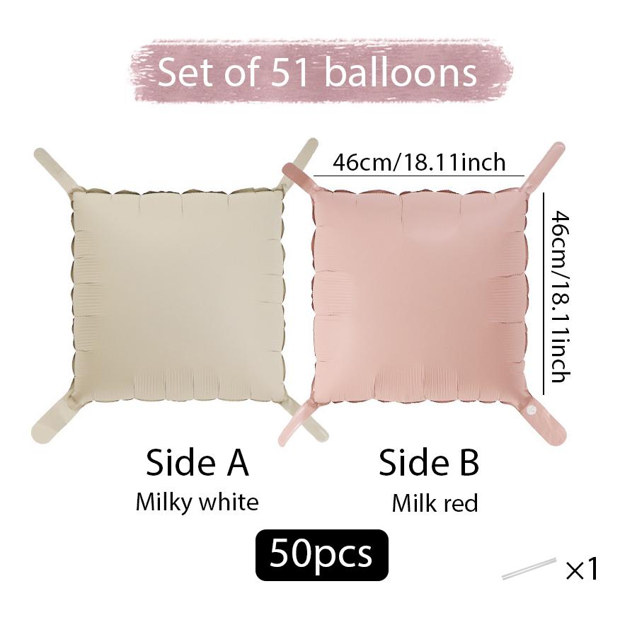 50 Pieces of Square Double-Sided Aluminum Foil Balloon Walls, Birthday Parties, Anniversaries, Wedding Season, Valentine's Day