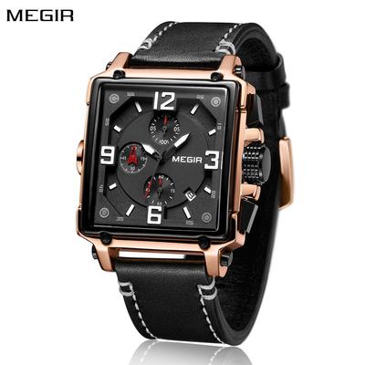 Herrenuhr Luxus Quarzuhren Chronograph Lederarmband Sport Militärische Armbanduhr Uhr Relogio Masculino 2061