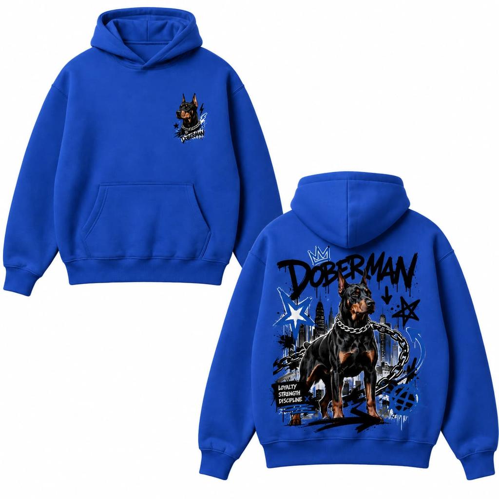 Autumn Winter Casual Doberman Dog Graffiti Print Men hooded sweatshirt Women Boys coat Top Parent Child Kid 's Cotton Hoodie