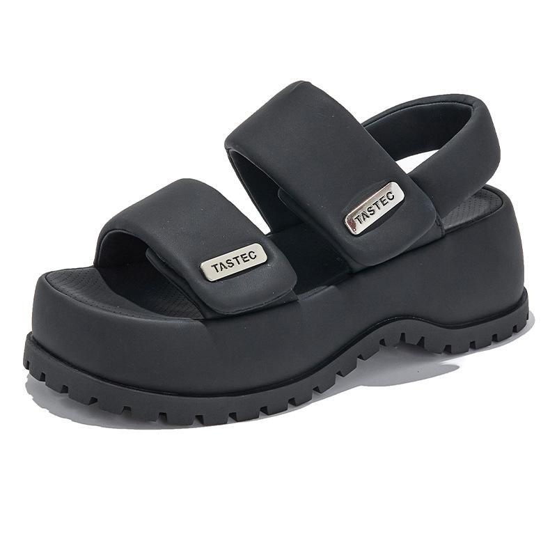 Suction Film Sole Sandals Women Wear Thick Sole Velcro Roman Wind Beach Casual Sandals 2025 New Summer Women's Shoes