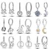 925 Silver Star Moon Earrings Fashionable Weaving Design Neutral Style For Party Engagement Delicate Jewelry