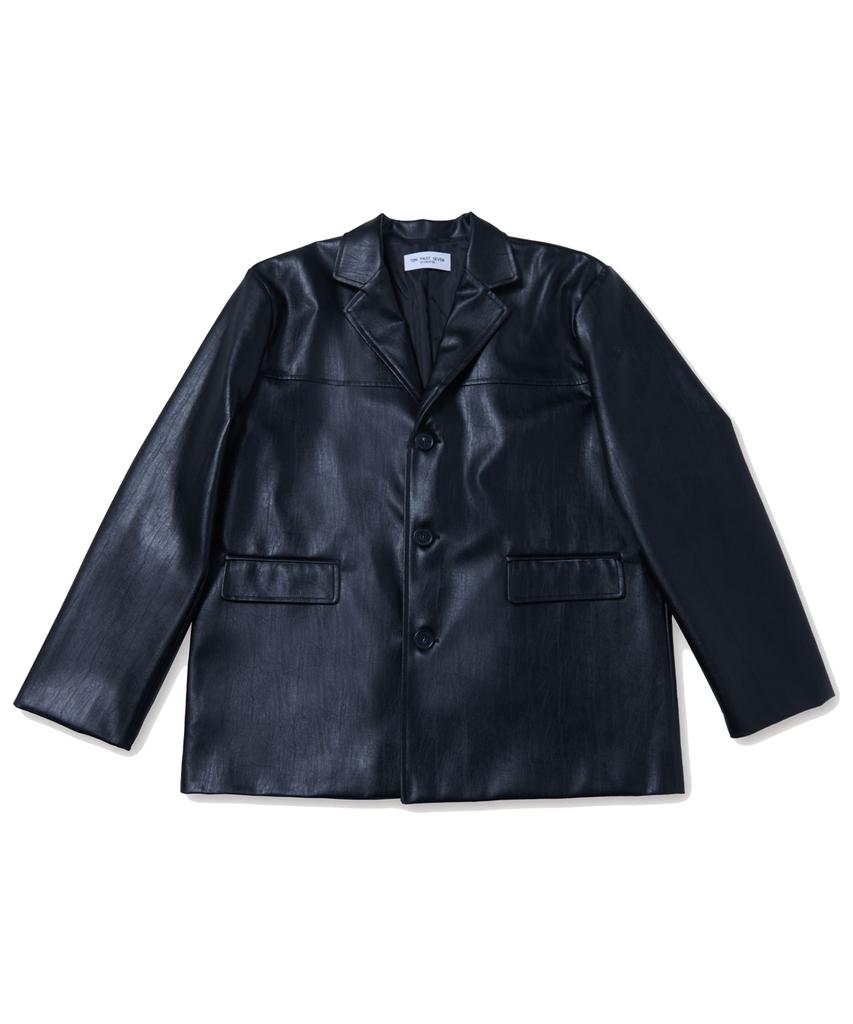 Ten Past Seven Faux Leather Single Jacket - Black