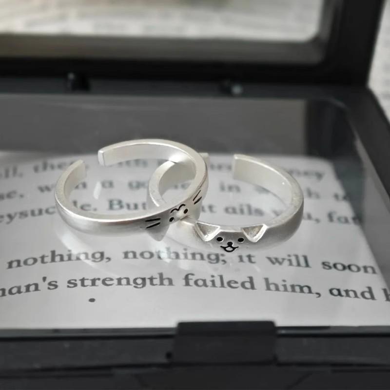2pcs Bague Couple Animal Chat Chien Mignon pour Femmes Hommes 2025 Nouvelle Mode Déclaration Bagues Amoureux Saint-Valentin Bijoux Cadeaux