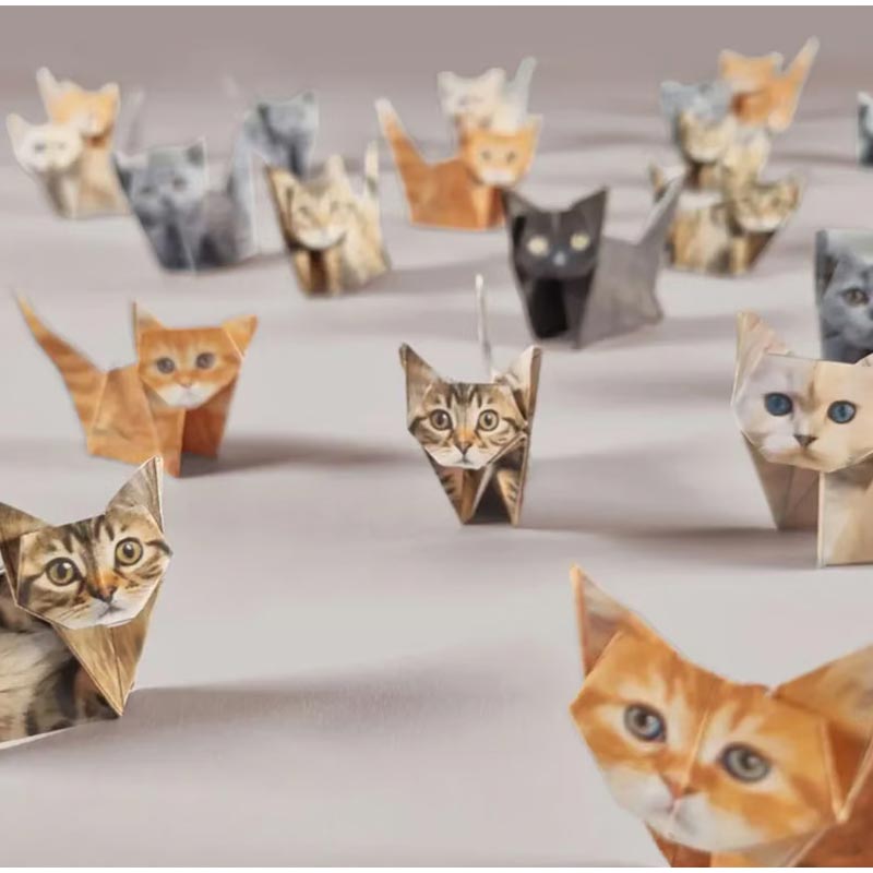 Creative DIY Paper Cats Handmade DIY Paper Cat Dog Dinosaur Folding Animal Folding Craft Paper Set for Home Decoration Gift