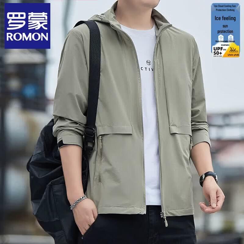 Romon Men s Ice Silk UPF50+ Sun Protection Hoodie 6XL