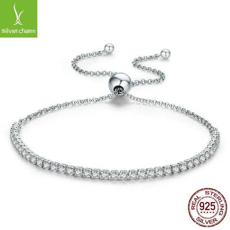 Sterling Silver S925 Women'S Adjustable Box Bracelet, Simple And High-End Temperament Bracelet