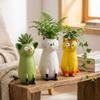 Handmade Cat Shaped Flower Vase Unique Quirky Cat Planter Charming Cat Bud Vase  Living Room