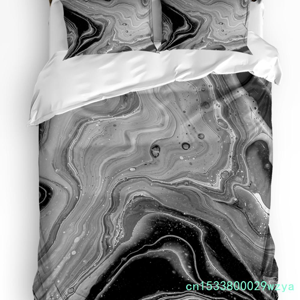 Fluid Art Black White Duvet Cover With Pillow Case Custom 3pcs Bedding Set Quilt Cover Double Bed Home Textile