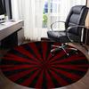 1PC Red Black Stripes Color Wheel Office Round Area Rug, Mat Suitable For Office, Under Office Chairs Bedroom Living Room Home Decor, Room Deco