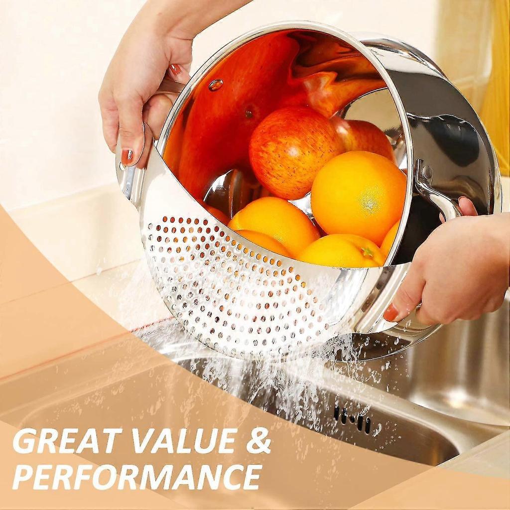 Stainless Steel Strainer Pasta Drainer Pasta Strainer Tool Inline Handle Pot Strainer - DD01