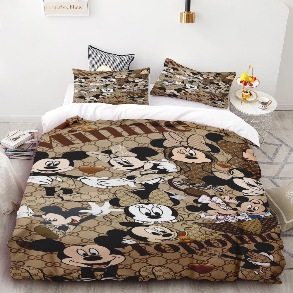 Mickey Cute Printed Cartoon Quilt Duvet Cover Set Bedding Twin 3-Piece 1 Children'S Queen/King Bed Warm Gifts Queen/King