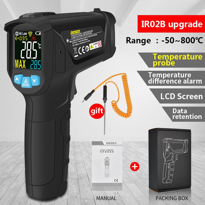 Digital Infrared Thermometer Non-contact Laser Thermometer Handheld High-precision Infrared Thermometer Imager LCD Light Alarms