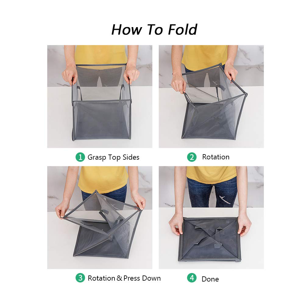 Laundry Bags Hamper Bag with Handles,Portable &Collapsible Dirty Clothes Mesh Basket Foldable for Washing Storage, Kids Room