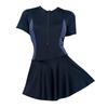 Women's Black Skirted One-Piece Swimsuit - Slimming, Conservative, Sportswear for Summer