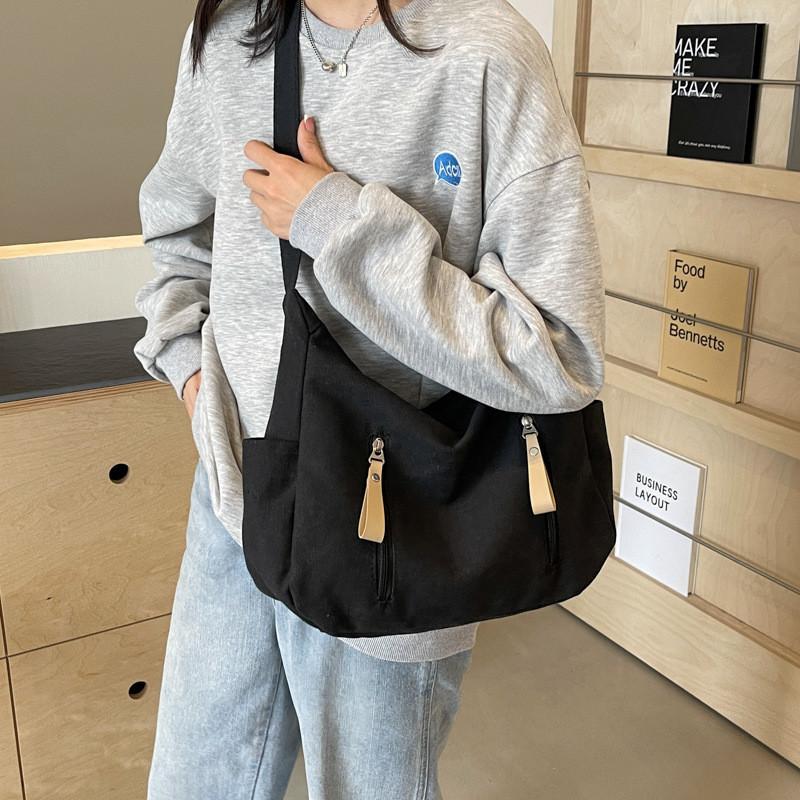 Chic Minimalist Canvas Tote Bag For Women Large Capacity Trendy Shoulder Bag 2024 New