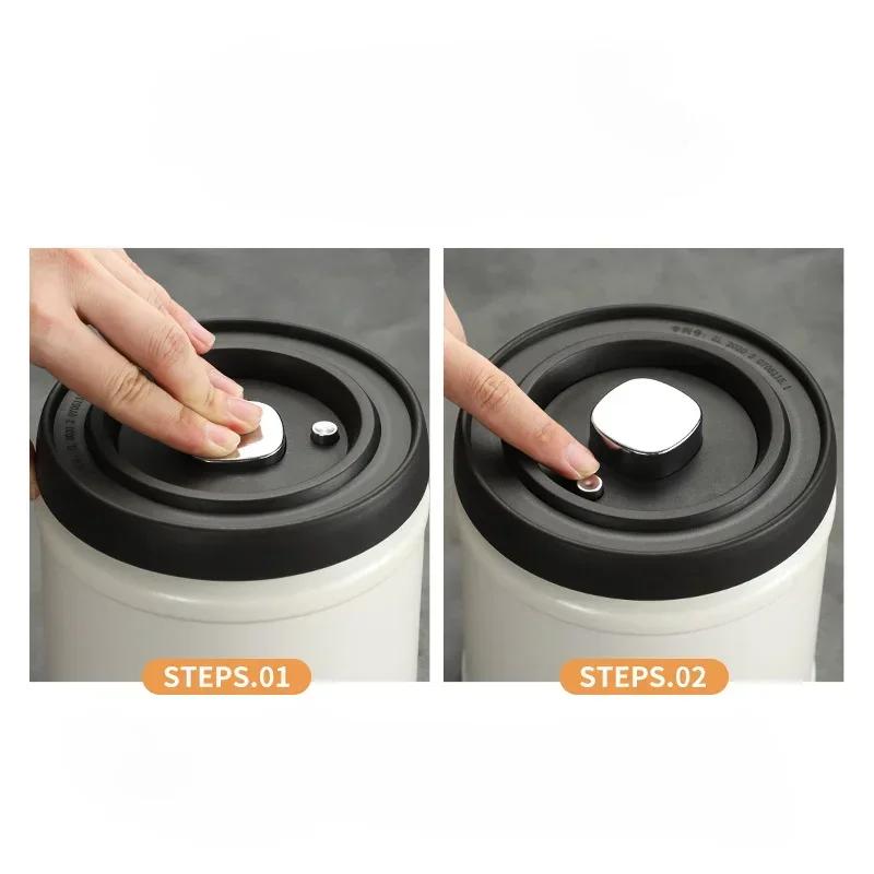 750/1100/1600ML Vacuum Sealed Jugs Coffee Beans Stainless Steel Grain Tea Nut Keep Fresh Airtight Jar Kitchen Storage Containers