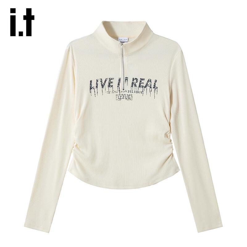 izzue it Women s Letter Print Long Sleeve Polo T-Shirt L