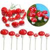 30pcs Mini Red Mushroom Miniatures Artificial Foam Mushroom Garden Dotted Small Potted For House Landscape Bonsai Garden Decor