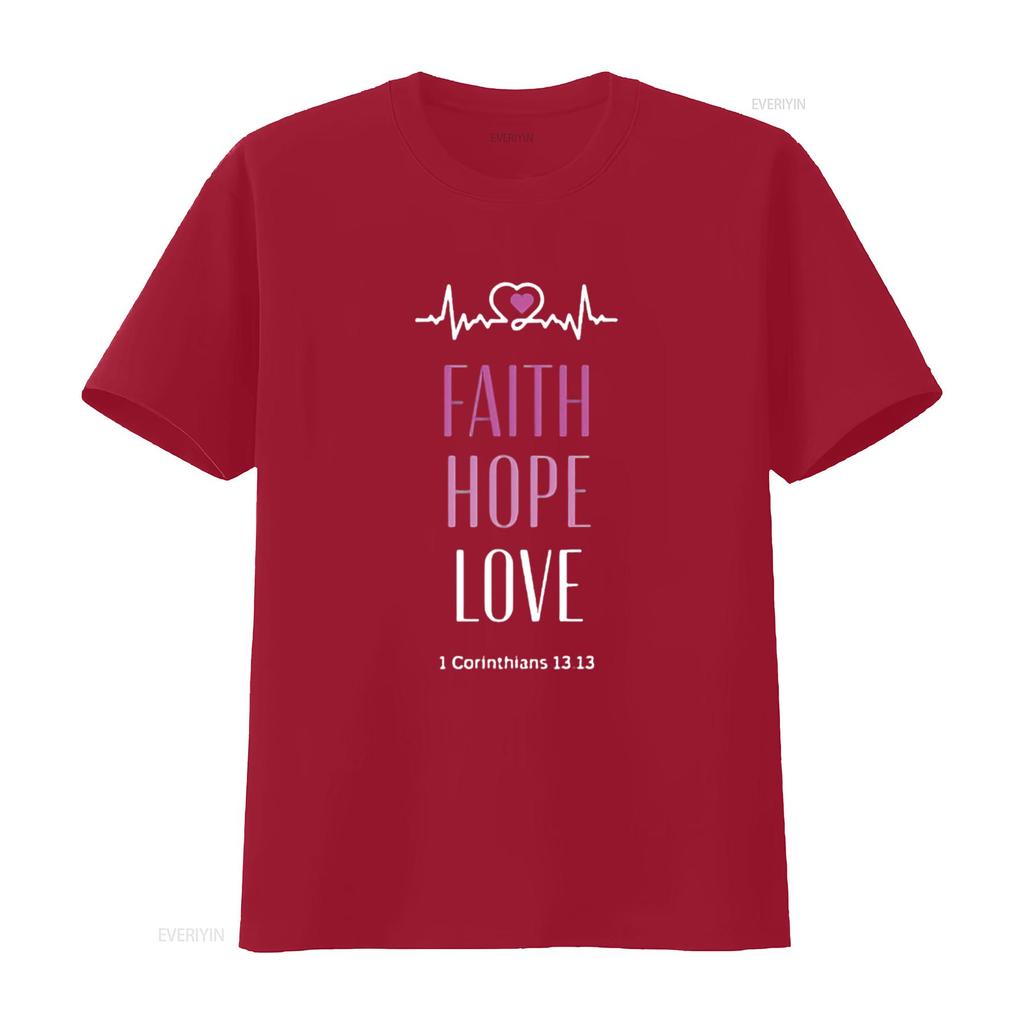 Mens Faith Hope Love Christian Religious Design T Shirt Black X Large vintage Washed Soft homme streetwear Comfortable