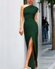 One-Shoulder High-Waist Slit Dress
