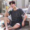 Modisches Homewear-Set für Herren, 2-teilig, Baumwoll-Pyjama-Set, Nachtwäsche, Heimkleidung, männlich, Schlaftops, Shorts, Pyjama