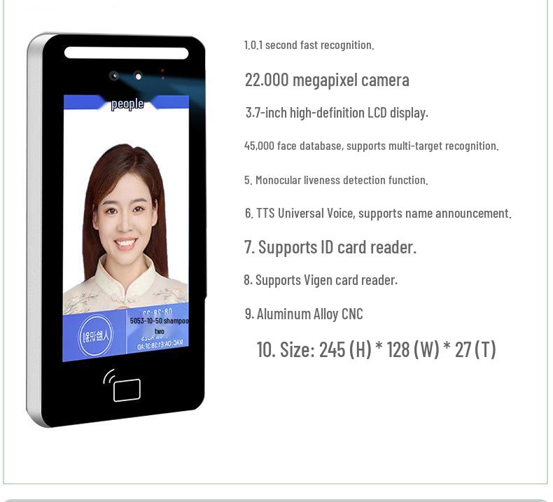 304 Stainless Steel Face Recognition Pedestrian Gate with Ticket Verification