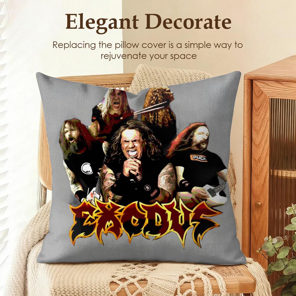 Band EExodus Cushion Cover Natural Linen Organic Fabric DoubleSided Printing Sofa Home Decor Gift Pillow Case