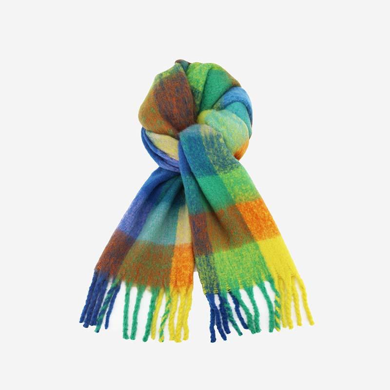 Scarf Women'S Autumn And Winter Premium Color Matching Tassel Mohair Thickened Shawl