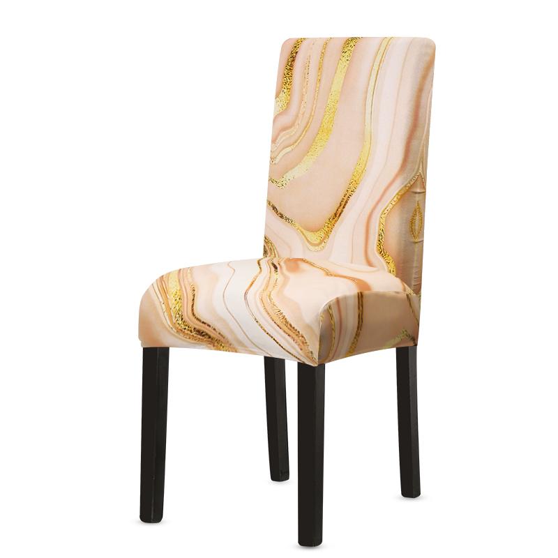 1pc Marble Textured Dining Room Chair Covers Stretch Chair Covers Removable Universal For Home Kitchen Dining Room Wedding
