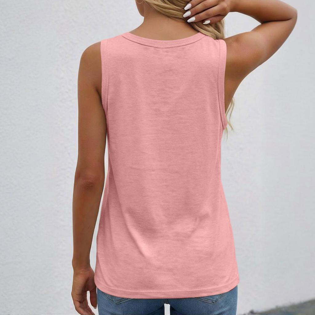 Women's Sleeveless V Neck Button Front Loose Fit Casual Tank Top Summer Blouse Suitable for Daily Wear and Layering