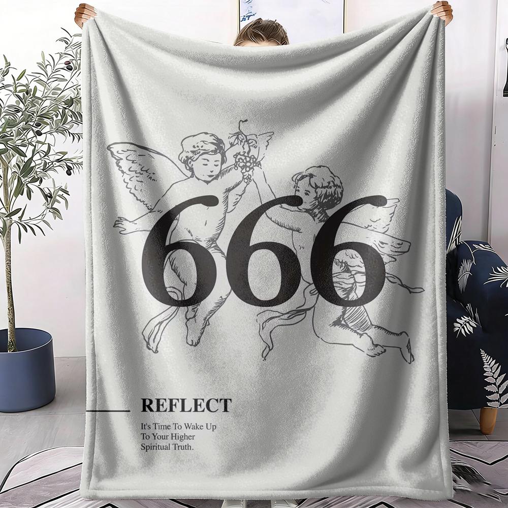 Angel Number Throw Soft Flannel AC Blanket Lightweight Summer Nap Throw Cozy Blanket for Sofa Bed Travel Home 75cm x 90cm