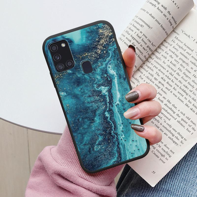Case For Samsung Galaxy A21S Back Cover Protective Silicone Fundas Fashion Marble Stone Texture Coque For Samsung A21S Capa