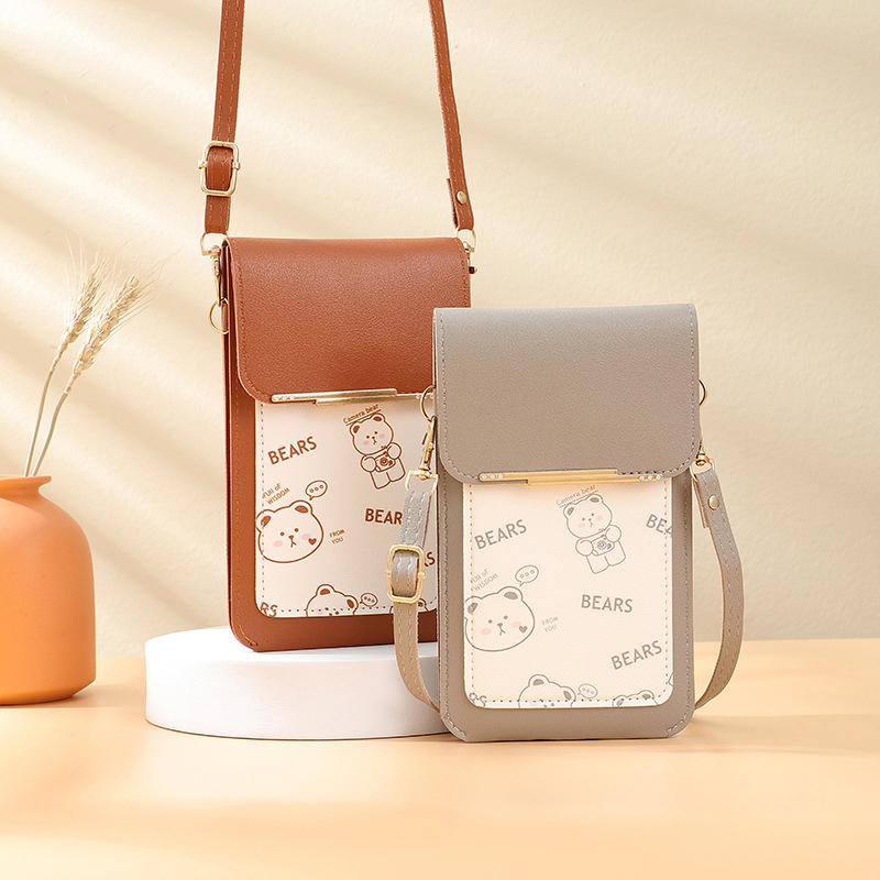 Touch Screen Mobile Phone Bag, Women'S Floral Printed Crossbody Bag, Fashionable Flip Bag